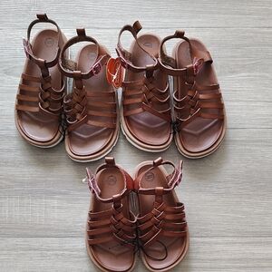 Kids Brown Strappy Sandals with Adjustable Ankle Strap - Casual Summer Footwear